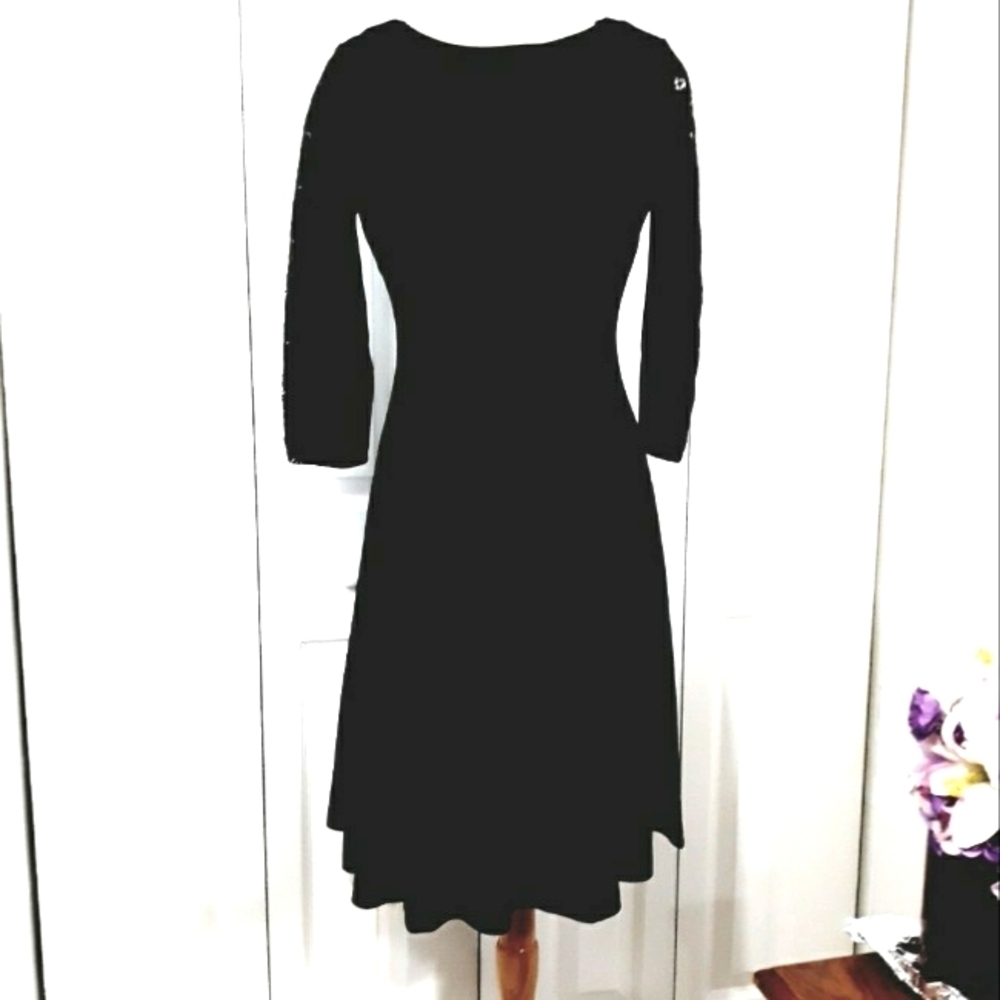 Talbots NWT Black 3/4 Sleeve with Lace Back Zippered Party Cocktail Dress 6